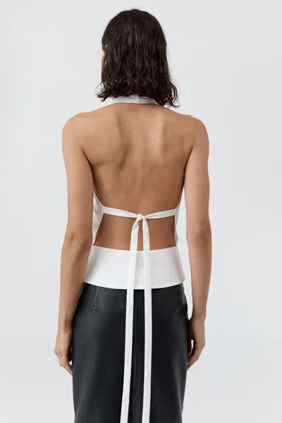 St Agni Halter Wrap Top In White