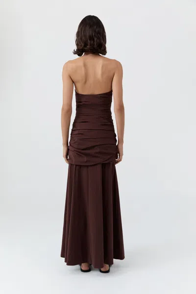 St Agni Gathered Strapless Longline Dress In Brown