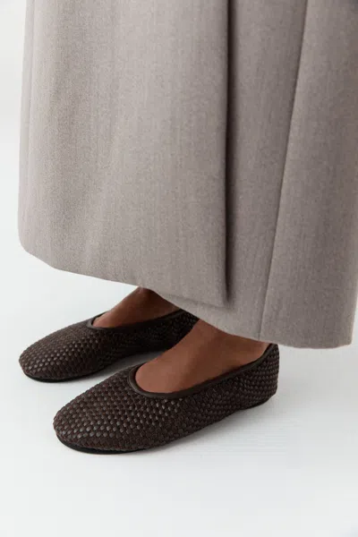 St Agni Lattice Weave Ballet Flat In Brown