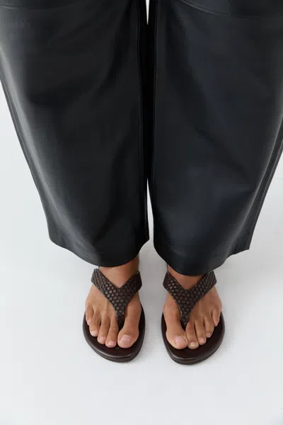 St Agni Lattice Weave Thong In Brown