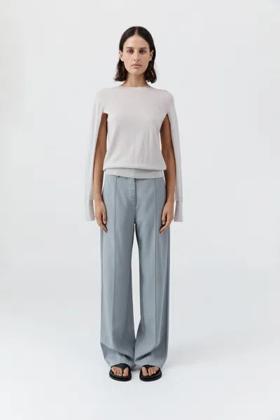 St Agni Merino Wool Slit Sleeve Sweater In Gray