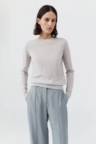 St Agni Merino Wool Slit Sleeve Sweater In Gray