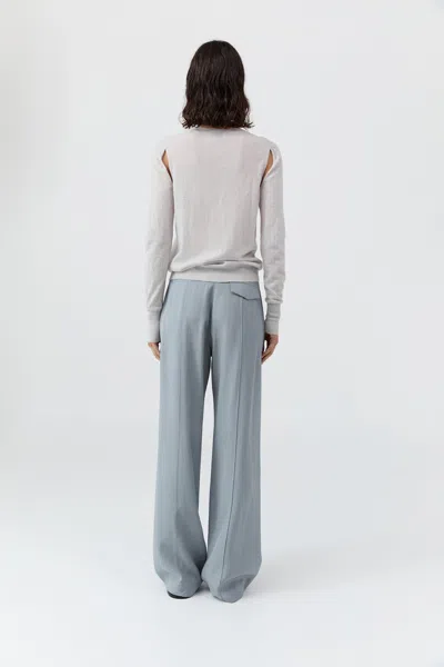 St Agni Merino Wool Slit Sleeve Sweater In Gray