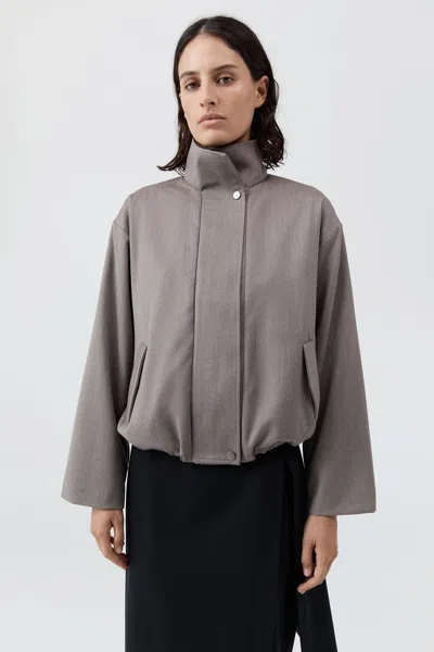 St Agni Stand-collar Cotton-blend Flight Jacket In Brown