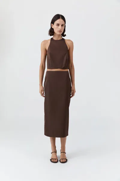 St Agni Paper Taffeta Column Skirt In Brown