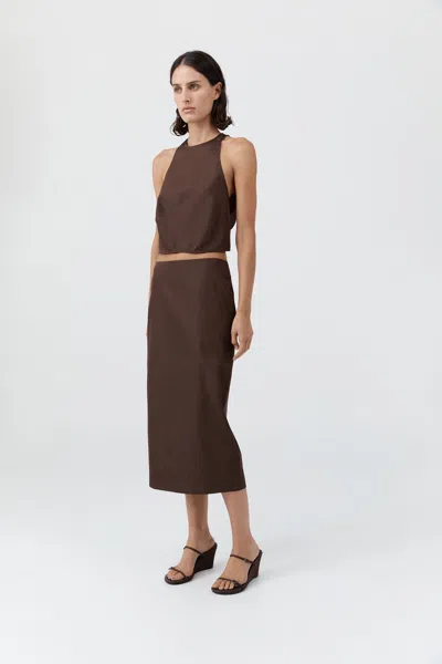 St Agni Paper Taffeta Column Skirt In Brown