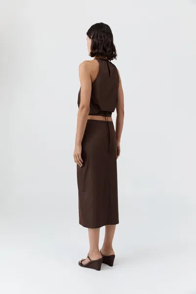 St Agni Paper Taffeta Column Skirt In Brown