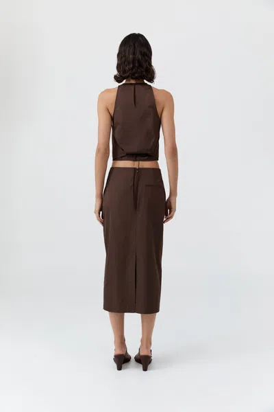 St Agni Paper Taffeta Column Skirt In Brown