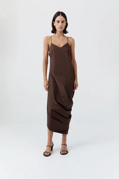 St Agni Paper Taffeta Drape Dress In Brown