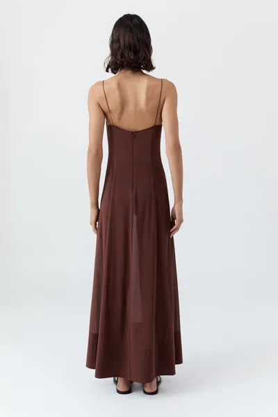 St Agni Sheer Silk Slip Dress In Brown