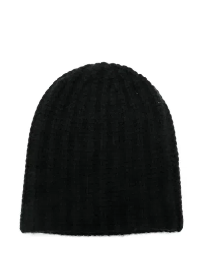 Liska Ribbed Cashmere Beanie In Black