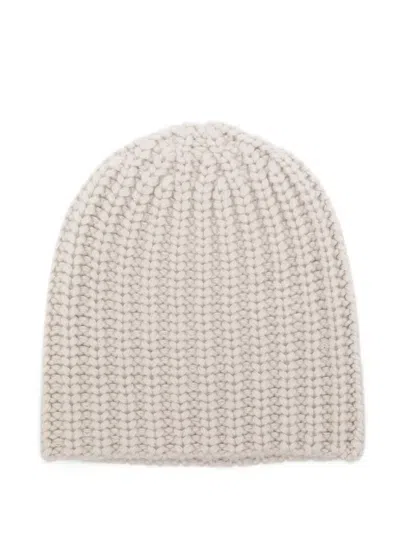 Liska Ribbed Cashmere Beanie In Neutral