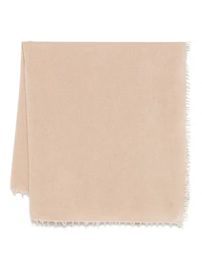 Liska Frayed-edges Cashmere Scarf In Neutral