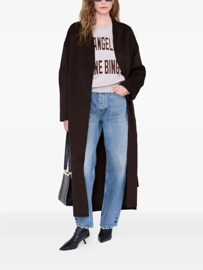 Anine Bing Harry Long-sleeve Cropped Sweatshirt In Neutral