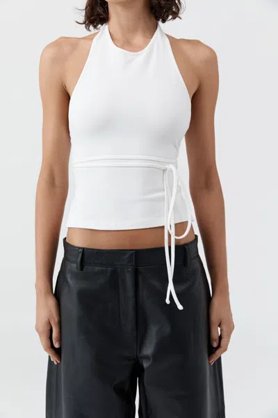 St Agni Soft Jersey Halter Top In White