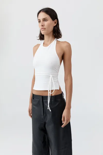 St Agni Soft Jersey Halter Top In White