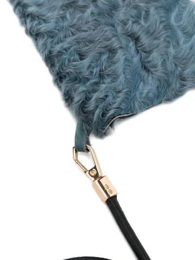 Liska Faux-fur Mittens In Blue