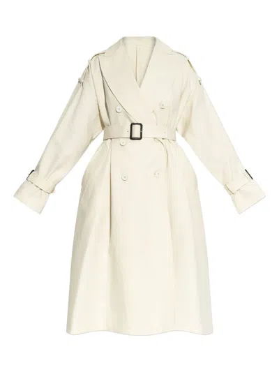 Givenchy Womens Double-breasted Belted Double Cotton-twill Trench Coat Ivory In White