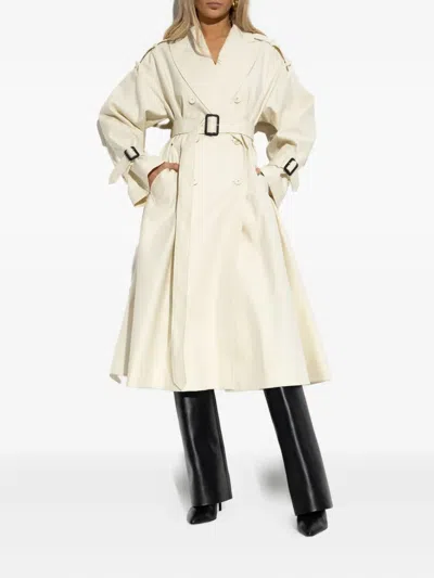 Givenchy Womens Double-breasted Belted Double Cotton-twill Trench Coat Ivory In White