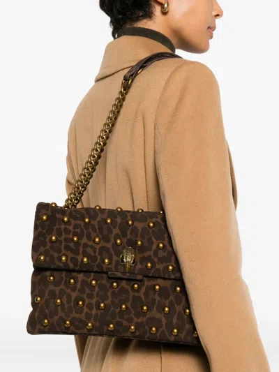 Kurt Geiger Lg Kensington Studs Tote In Brown Leather In Brown