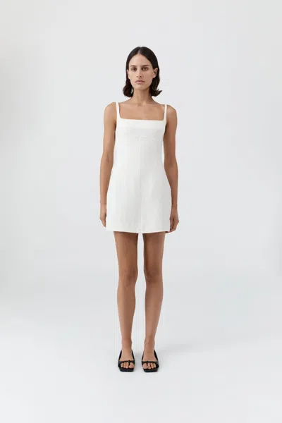 St Agni Tailored Square Neck Mini Dress In White