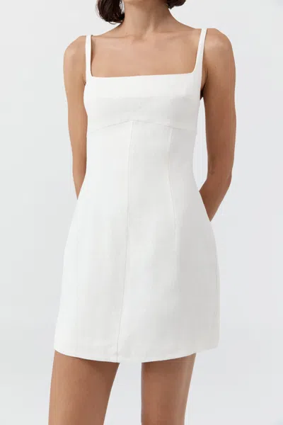 St Agni Tailored Square Neck Mini Dress In White