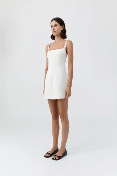 St Agni Tailored Square Neck Mini Dress In White