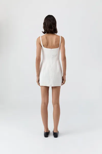 St Agni Tailored Square Neck Mini Dress In White