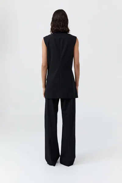 St Agni Wool Sleeveless Split Blazer In Black