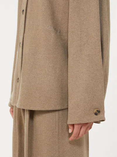 Max Mara Stretch Cashmere Flannel Overshirt In Brown