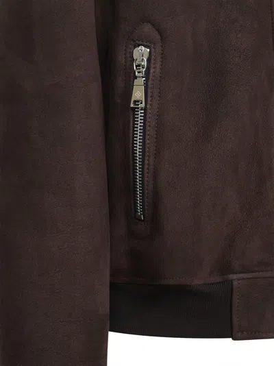 Tagliatore Shearling-collar Bomber Jacket In Black