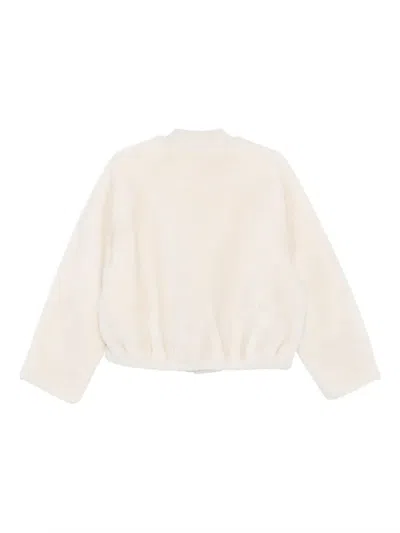 Liska Zip-front Lamb-shearling Bomber Jacket In White