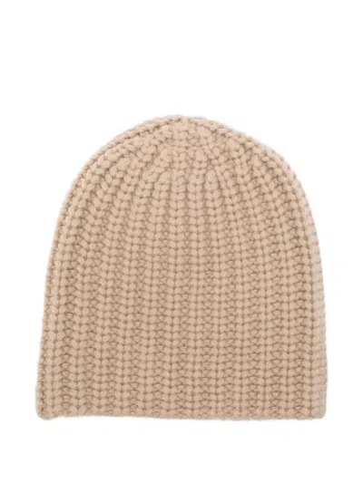 Liska Cashmere Ribbed Beanie In Brown