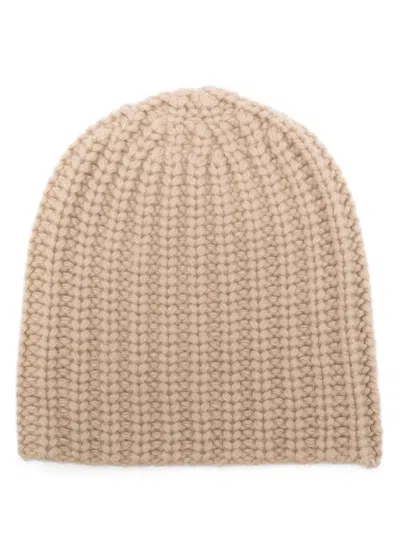 Liska Cashmere Ribbed Beanie In Brown