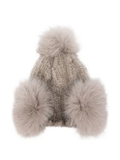 Liska Pompom-appliqué Beanie In Gray
