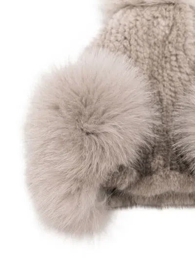 Liska Pompom-appliqué Beanie In Gray