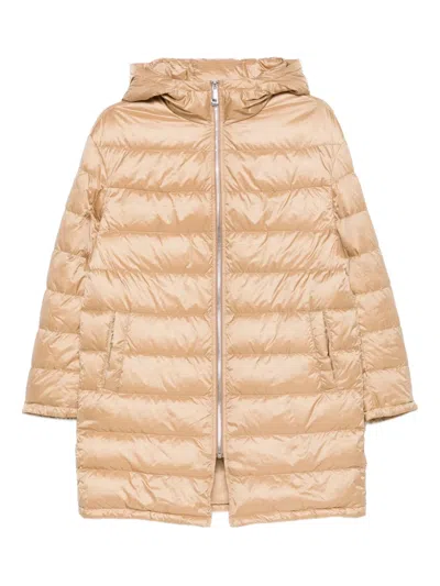 Liska Hooded Quilted Jacket In Brown
