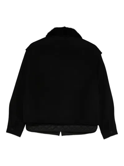 皮草领绗缝细节夹克