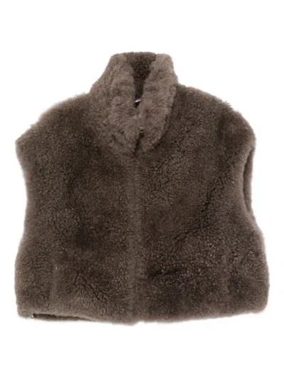 Liska High-neck Gilet In Brown