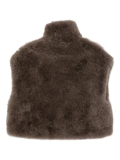 Liska High-neck Gilet In Brown