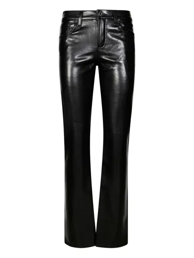 Agolde Kick Boot Recycled Leather-blend Flared Pants In Black