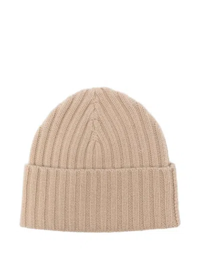 Liska Ribbed Cashmere Beanie Hat In Brown