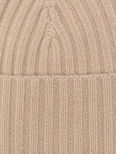 Liska Ribbed Cashmere Beanie Hat In Brown