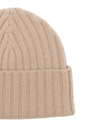 Liska Ribbed Cashmere Beanie Hat In Brown