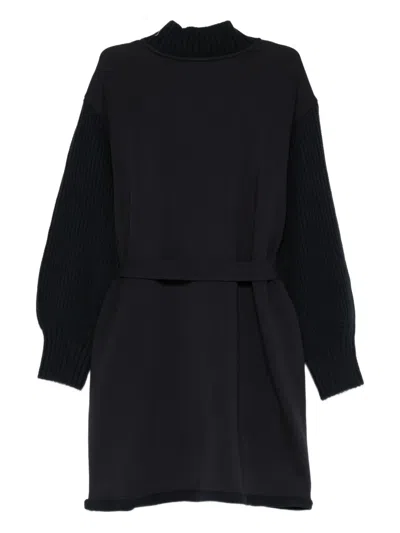 Emporio Armani Belted Long-sleeve Dress In Black