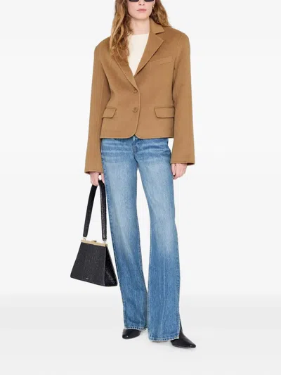 Anine Bing Etienne Cropped Blazer In Brown