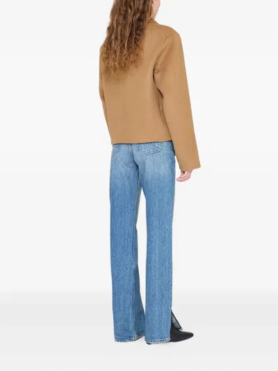 Anine Bing Etienne Cropped Blazer In Brown