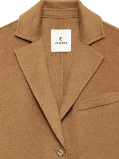 Anine Bing Etienne Cropped Blazer In Brown