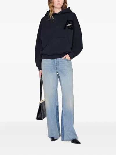 Anine Bing Jaci Letterman Logo Hoodie In Blue