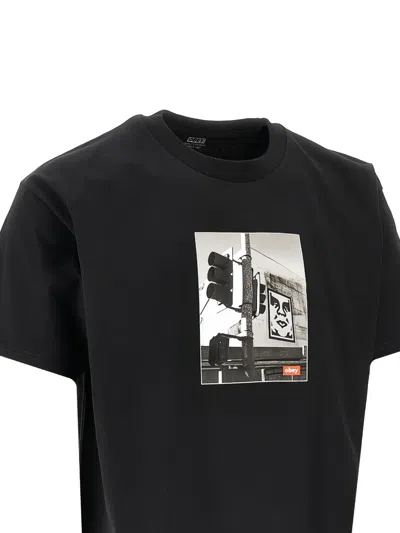 Obey Graphic T-shirt In Black